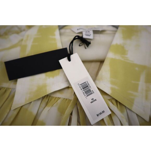 Banana Republic Women Petite Sz XS Yellow Floral Matte Silk Tie-Front Shirt - Picture 5 of 9